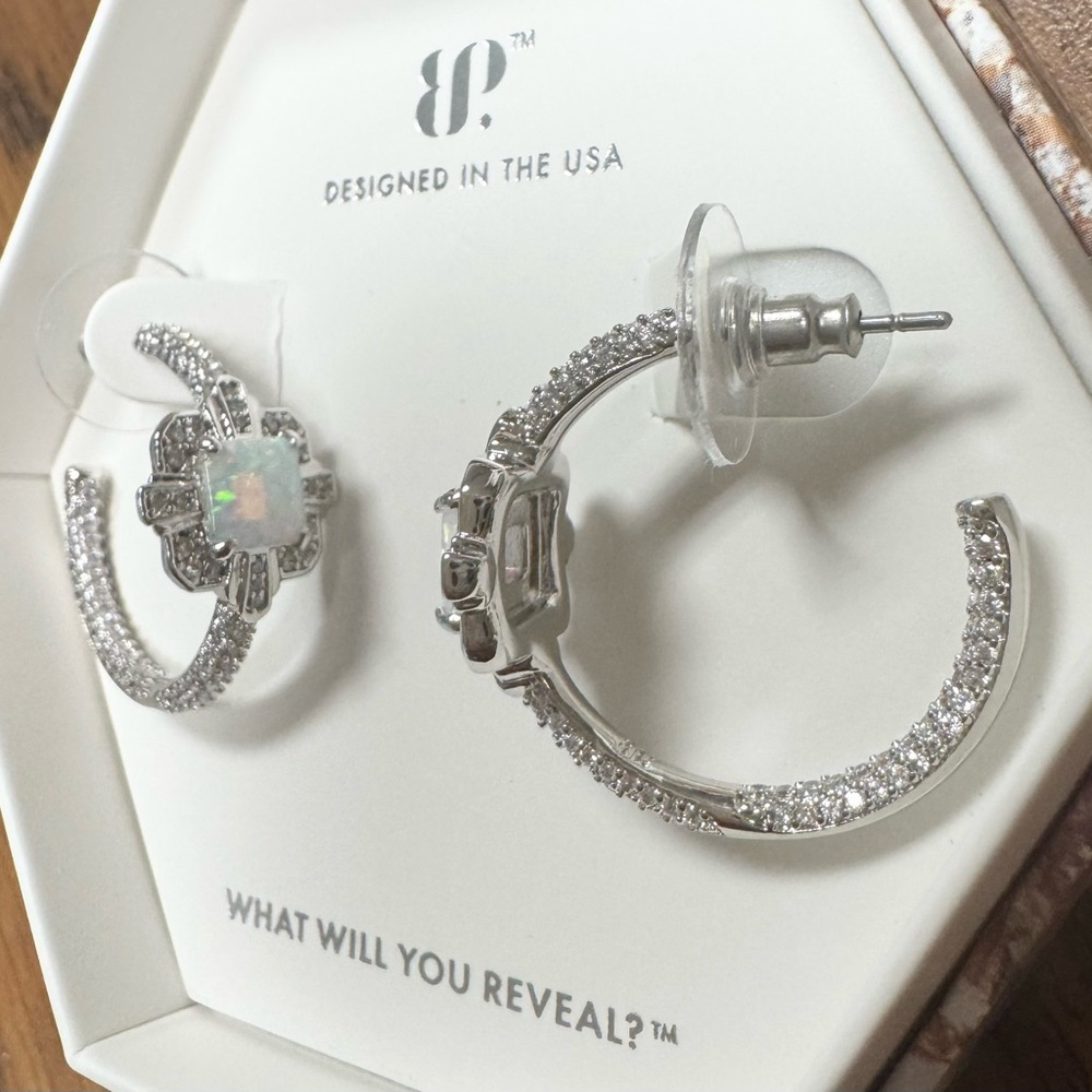BP Loop Me In Love Earrings with Milky White Opal